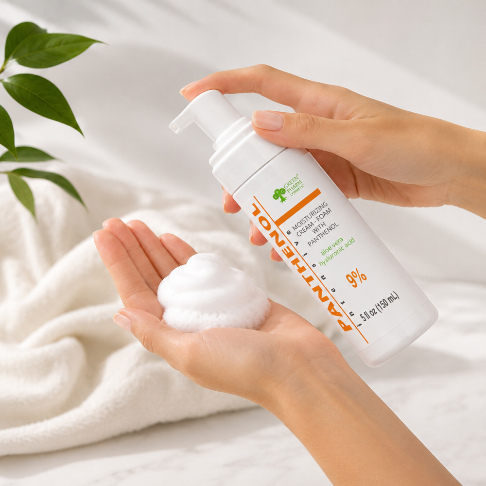 Moisturizing cream - foam with panthenol + Hyaluronic acid + Aloe, 150ml